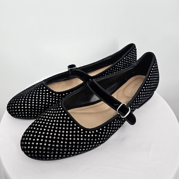 Kelly & Katie Black Velvet Ballet Flats with Rhinestones Size 11 - Picture 2 of 8